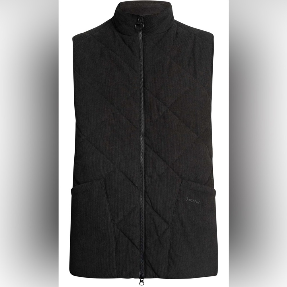 Barbour Cord Liddesdale Quilted Gilet Corduroy Black Vest Men's Size Medium NEW